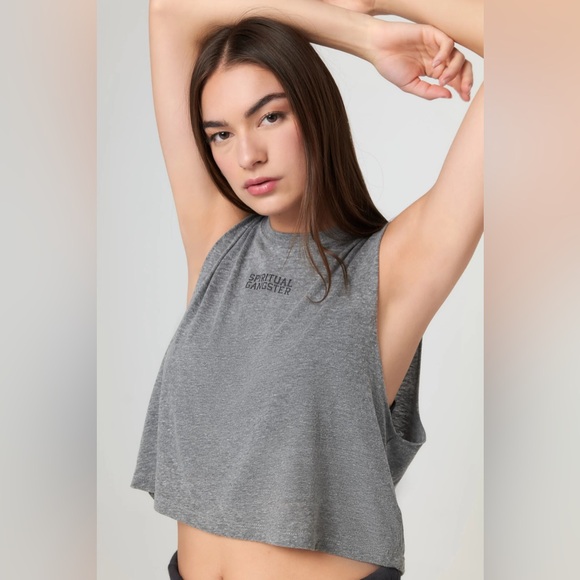 Spiritual Gangster | Shine Callie Crop in Heather Grey - Picture 4 of 9